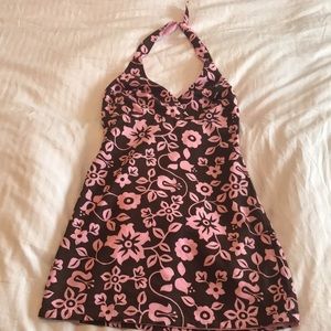 Reversible Hawaii Athletic Halter dress pink brown